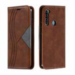 For Xiaomi Redmi Note 8 Splicing Color Magnetic Hem Horizontal Flip Leather Case with Holder & Card Slots(Brown)
