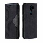 For Xiaomi Redmi Note 8 Pro Splicing Color Magnetic Hem Horizontal Flip Leather Case with Holder & Card Slots(Black)