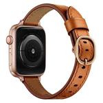 14mm Leather Watch Band For Apple Watch Series 9&8&7 41mm / SE 3&SE 2&6&SE&5&4 40mm / 3&2&1 38mm(Semi Oil Brown)