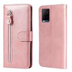 For vivo Y21 / Y21S / Y33S Fashion Calf Texture Zipper Horizontal Flip Leather Phone Case(Rose Gold)