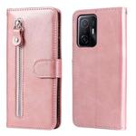 For Xiaomi 11T / 11T Pro Fashion Calf Texture Zipper Horizontal Flip Leather Phone Case(Rose Gold)