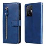 For Xiaomi 11T / 11T Pro Fashion Calf Texture Zipper Horizontal Flip Leather Phone Case(Blue)