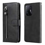 For Xiaomi 11T / 11T Pro Fashion Calf Texture Zipper Horizontal Flip Leather Phone Case(Black)
