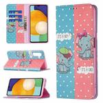 For Samsung Galaxy A13 5G Colored Drawing Pattern Invisible Magnetic Horizontal Flip Phone Leather Case with Holder & Card Slots & Wallet(Elephant)