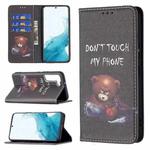 For Samsung Galaxy S22+ 5G Colored Drawing Pattern Invisible Magnetic Horizontal Flip Phone Leather Case with Holder & Card Slots & Wallet(Bear)