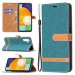 For Samsung Galaxy A13 5G Color Matching Denim Texture Leather Case with Holder & Card Slots & Wallet & Lanyard(Green)