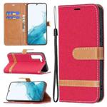 For Samsung Galaxy S22+ 5G Color Matching Denim Texture Leather Case with Holder & Card Slots & Wallet & Lanyard(Red)