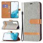 For Samsung Galaxy S22+ 5G Color Matching Denim Texture Leather Case with Holder & Card Slots & Wallet & Lanyard(Grey)