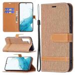 For Samsung Galaxy S22 5G Color Matching Denim Texture Leather Case with Holder & Card Slots & Wallet & Lanyard(Brown)