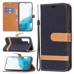 For Samsung Galaxy S22 5G Color Matching Denim Texture Leather Case with Holder & Card Slots & Wallet & Lanyard(Black)