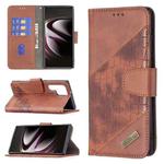 For Samsung Galaxy S22 Ultra 5G Matching Color Crocodile Texture Leather Phone Case with Holder & Card Slots & Wallet(Brown)