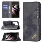 For Samsung Galaxy S22 Ultra 5G Matching Color Crocodile Texture Leather Phone Case with Holder & Card Slots & Wallet(Black)