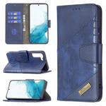 For Samsung Galaxy S22 5G Matching Color Crocodile Texture Leather Phone Case with Holder & Card Slots & Wallet(Blue)