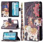 For vivo Y21 Colored Drawing Pattern Zipper Horizontal Flip Phone Leather Case with Holder & Card Slots & Wallet(Flower Elephants)