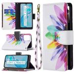 For vivo Y21 Colored Drawing Pattern Zipper Horizontal Flip Phone Leather Case with Holder & Card Slots & Wallet(Sun Flower)