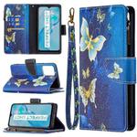 For vivo Y21 Colored Drawing Pattern Zipper Horizontal Flip Phone Leather Case with Holder & Card Slots & Wallet(Gold Butterfly)