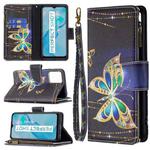 For vivo Y21 Colored Drawing Pattern Zipper Horizontal Flip Phone Leather Case with Holder & Card Slots & Wallet(Big Butterfly)