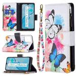 For vivo Y21 Colored Drawing Pattern Zipper Horizontal Flip Phone Leather Case with Holder & Card Slots & Wallet(Two Butterflies)