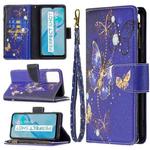 For vivo Y21 Colored Drawing Pattern Zipper Horizontal Flip Phone Leather Case with Holder & Card Slots & Wallet(Purple Butterfly)