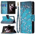 For Samsung Galaxy S22 Ultra 5G Colored Drawing Pattern Zipper Horizontal Flip Phone Leather Case with Holder & Card Slots & Wallet(Plum Blossom)