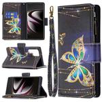For Samsung Galaxy S22 Ultra 5G Colored Drawing Pattern Zipper Horizontal Flip Phone Leather Case with Holder & Card Slots & Wallet(Big Butterfly)