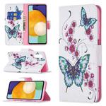 For Samsung Galaxy A13 5G Colored Drawing Pattern Horizontal Flip Phone Leather Case with Holder & Card Slots & Wallet(Peach Blossom Butterfly)