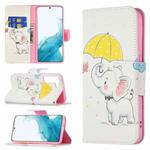 For Samsung Galaxy S22+ 5G Colored Drawing Pattern Horizontal Flip Phone Leather Case with Holder & Card Slots & Wallet(Umbrella Elephant)