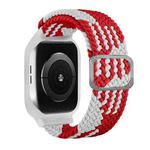 TPU Frame Buckle Braid Integrated Watch Band For Apple Watch Series 6 & SE & 5 & 4 40mm / 3 & 2 & 1 38mm(Red and White)