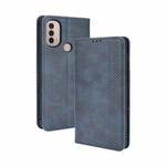 For Motorola Moto E40 / E30 / E20 Magnetic Buckle Retro Crazy Horse Texture Horizontal Flip Phone Leather Case with Holder & Card Slots & Photo Frame(Blue)