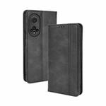 For Huawei nova 9 Pro / Honor 50 Pro Magnetic Buckle Retro Crazy Horse Texture Horizontal Flip Phone Leather Case with Holder & Card Slots & Photo Frame(Black)