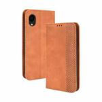 For Samsung Galaxy A22 5G Japanese Version Magnetic Buckle Retro Crazy Horse Texture Horizontal Flip Phone Leather Case with Holder & Card Slots & Photo Frame(Brown)