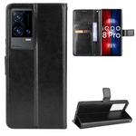 For vivo iQOO 8 Pro Crazy Horse Texture Horizontal Flip Phone Leather Case with Holder & Card Slots & Lanyard(Black)