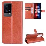 For vivo iQOO 8 Pro Crazy Horse Texture Horizontal Flip Phone Leather Case with Holder & Card Slots & Lanyard(Brown)