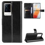 For vivo iQOO 8 Crazy Horse Texture Horizontal Flip Phone Leather Case with Holder & Card Slots & Lanyard(Black)