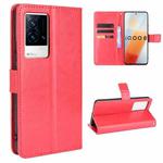 For vivo iQOO 8 Crazy Horse Texture Horizontal Flip Phone Leather Case with Holder & Card Slots & Lanyard(Red)