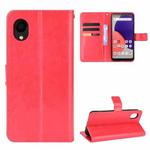 For Samsung Galaxy A22 5G JP Version Crazy Horse Texture Horizontal Flip Phone Leather Case with Holder & Card Slots & Lanyard(Red)