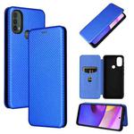 For Motorola Moto E20 / E30 / E40 Carbon Fiber Texture Horizontal Flip Leather Phone Case with Card Slot(Blue)