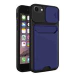 Sliding Camera Cover Design TPU + PC Shockproof Phone Case with Card Slot For iPhone 6(Royal Blue)