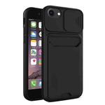 Sliding Camera Cover Design TPU + PC Shockproof Phone Case with Card Slot For iPhone 6(Black)
