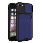 Sliding Camera Cover Design TPU + PC Shockproof Phone Case with Card Slot For iPhone 6 Plus(Royal Blue)