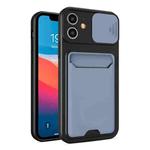 Sliding Camera Cover Design TPU + PC Shockproof Phone Case with Card Slot For iPhone 11(Lavender Grey)
