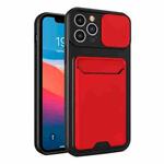 Sliding Camera Cover Design TPU + PC Shockproof Phone Case with Card Slot For iPhone 11 Pro Max(Red)