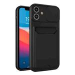 Sliding Camera Cover Design TPU + PC Shockproof Phone Case with Card Slot For iPhone 12(Black)
