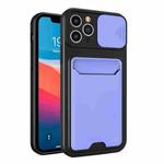 Sliding Camera Cover Design TPU + PC Shockproof Phone Case with Card Slot For iPhone 12 Pro(Lilac Purple)