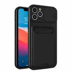 Sliding Camera Cover Design TPU + PC Shockproof Phone Case with Card Slot For iPhone 12 Pro(Black)