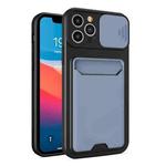 Sliding Camera Cover Design TPU + PC Shockproof Phone Case with Card Slot For iPhone 13 Pro(Lavender Grey)