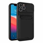 Sliding Camera Cover Design TPU + PC Shockproof Phone Case with Card Slot For iPhone 13 Pro(Black)