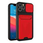 Sliding Camera Cover Design TPU + PC Shockproof Phone Case with Card Slot For iPhone 13 Pro(Red)