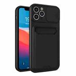Sliding Camera Cover Design TPU + PC Shockproof Phone Case with Card Slot For iPhone 13 Pro Max(Black)