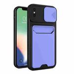 Sliding Camera Cover Design TPU + PC Shockproof Phone Case with Card Slot For iPhone X / XS(Lilac Purple)